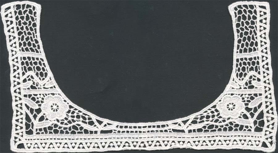 12" x 6.5" Cotton Venise Collar-White