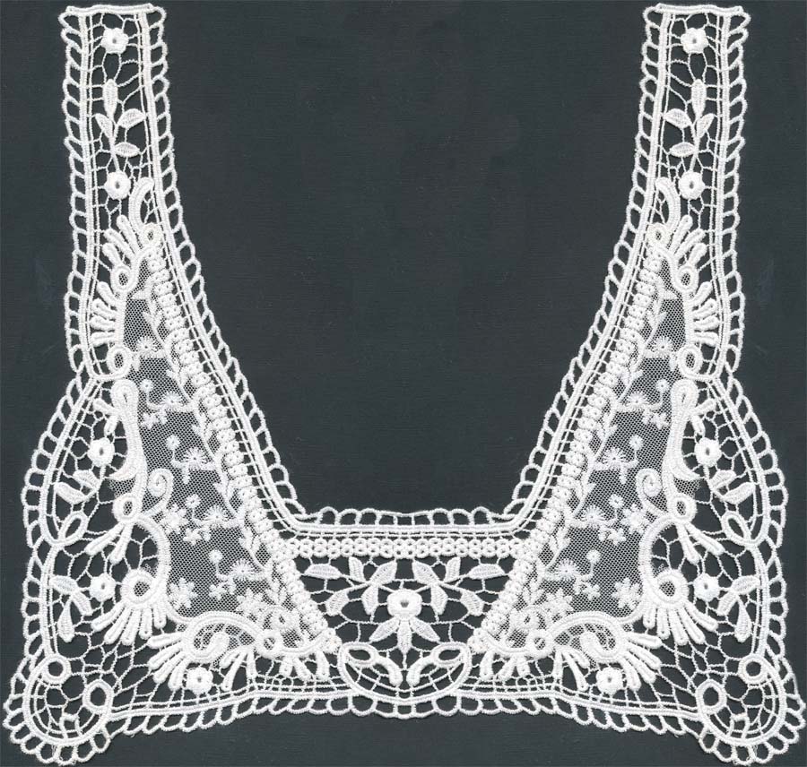 11.5" x 12.5" Venise Florl Net Collar-White