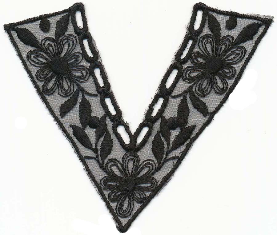 3.5" Lace Up Floral Yoke-Black