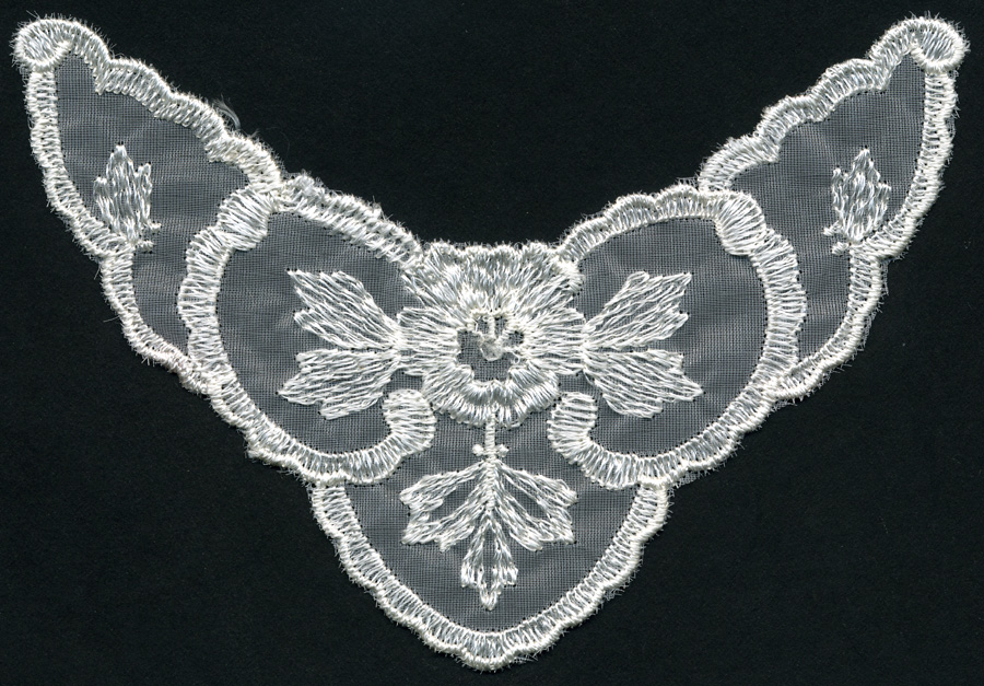 6" x 2.5" Triangle Embroidered Rayon Yoke-Ivory
