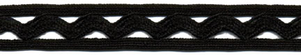 <font color="red">IN STOCK</font><br>1/2" Cotton Ric Rac With Middy Braid-Black