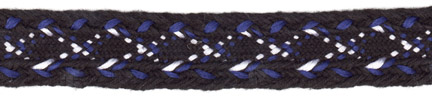 <font color="red">IN STOCK</font><br>5/8" Cotton/Poly Cross Stitch Braid-Black/Royal/White Combo