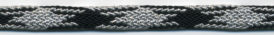 5/16" Metallic Lame/Rayon Gimp Braid-Silver/Black Combo<br>see Special Pricing Tab