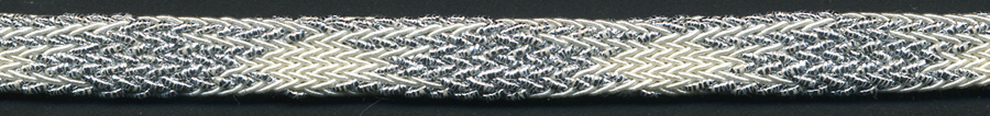 5/16" Metallic Lame/Rayon Gimp Braid-Silver/White Combo<br>see Special Pricing Tab