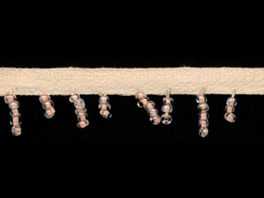 <font color="red">IN STOCK</font><br>7/8" Glass Beaded Fringe On Ribbon-Natural/Peach Combo