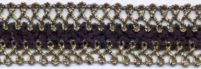 1" Metallic/Chenille Braid-Antique Gold/Black Combo