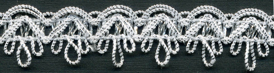 5/8" Metallic Hand Loop Braid-White/Silver Combo