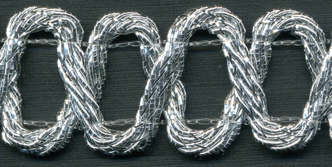 7/8" Metallic Chain Link Braid-Silver