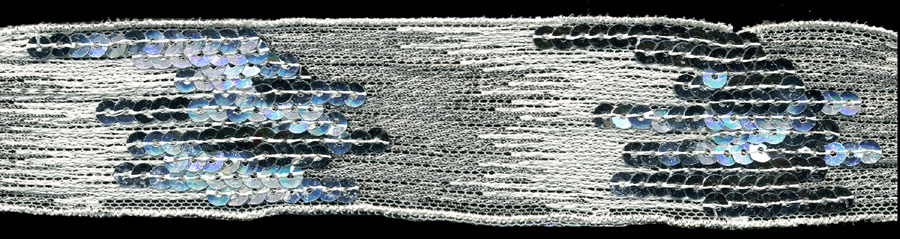 1+9/16" Wide "Racing" Sequin Braid-White/Silver <br>see Special Pricing Tab