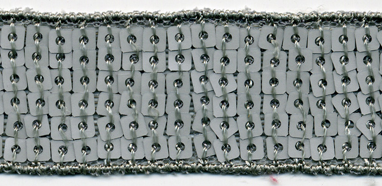 1" Wide "6 Row Square" Sequin Braid-Silver<br>see Special Pricing Tab