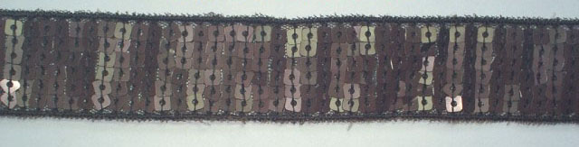 1" Wide "6 Row Square" Sequin-Matte Bronze Sequins/Copper Embroidery<br>see Special Pricing Tab
