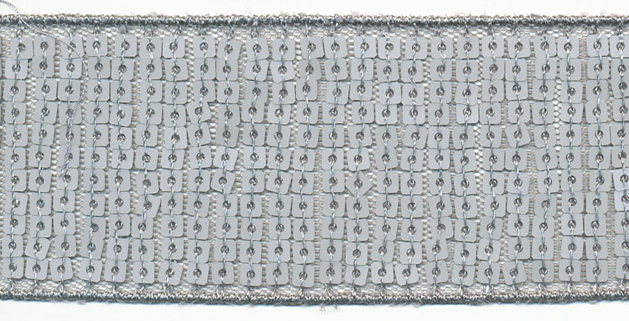 2" Wide "11 Row Square" Sequin Braid-Matte Silver<br>see Special Pricing Tab