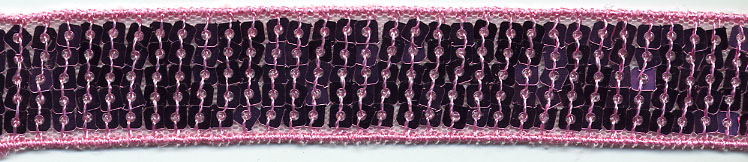 7/8" Wide "5 Row Round Square" Sequin Braid-Pink Combo<br>see Special Pricing Tab