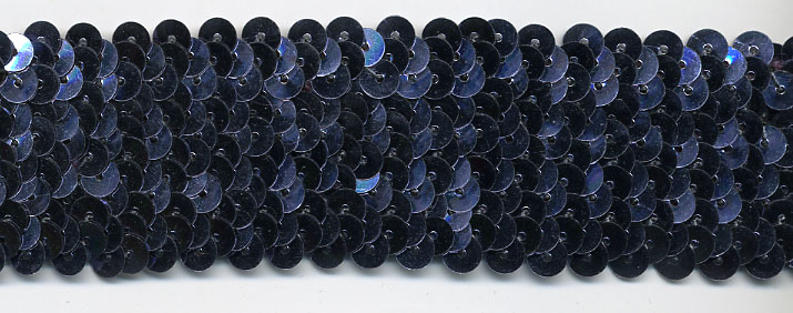 1+1/2" Wide "4 Row Stretch" Sequin Knit Braid-Gunmetal<br>see Special Pricing Tab