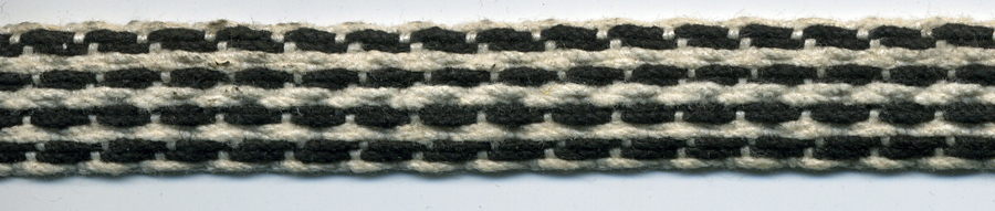 <font color="red">IN STOCK</font><br>11/16" Wide Woven Cotton Braid-Khaki/Black/White/Natural Combo