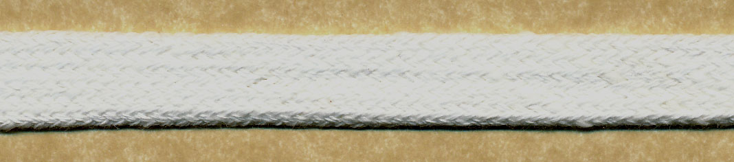 <font color="red">IN STOCK</font><br>1/2" Cotton Flat Braided Drawcord-White