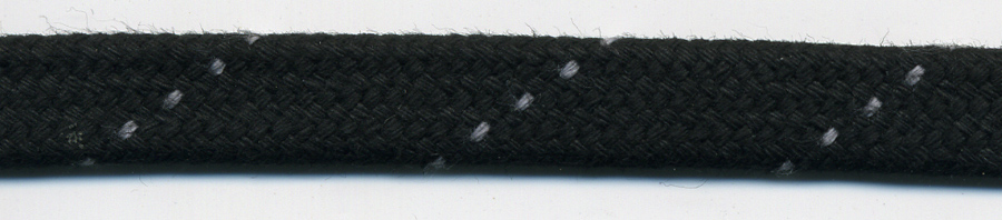 <font color="red">IN STOCK<br>MADE IN USA</font><br>1/2" Cotton Flat Braided Sleeving Drawcord-Black w/ White Stitching