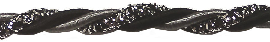 <font color="red">IN STOCK</font><br>3/16" 3-ply Rayon/Metallic Twisted Cable Cord-Black/Grey/Silver