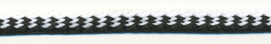 1/4" Striped Flat Cord "Moto 55"-White/Black