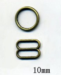 3/8" (10mm) Metal "O"ring & Slider-Antique Gold