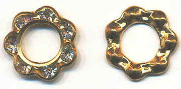 1/2" Floral Rhinestone Ring-Gold/Crystal Combo
