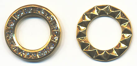 9/16" Inlaid Rhinestone Ring-Gold/Crystal Combo