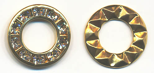 5/8" Inlaid Rhinestone Ring-Gold/Crystal Combo