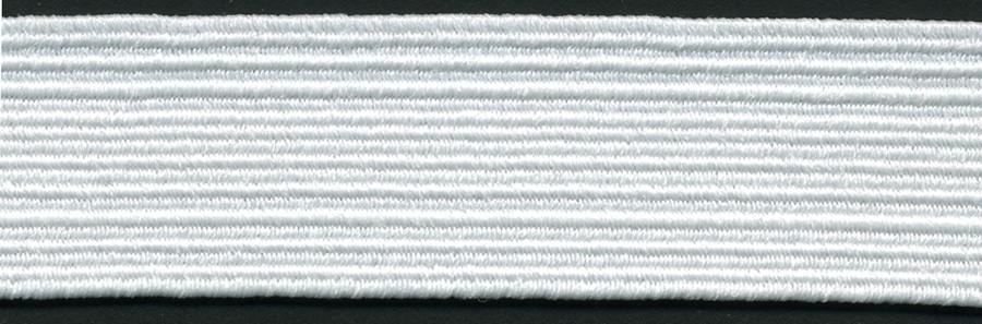 <font color="red">IN STOCK<br>MADE IN USA</font><br>5/8" Poly Braid Flat Elastic-White