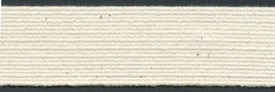 <font color="red">IN STOCK</font><br>1" Dyeable Cotton Elastic-Natural<br>33% Latex / 57% Cotton<br>Made in USA