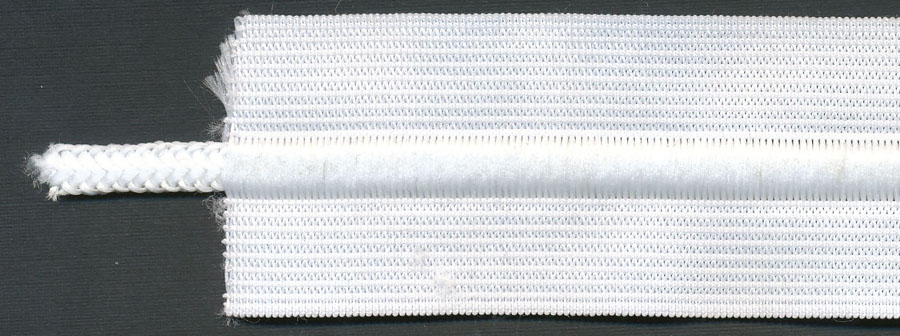 <font color="red">IN STOCK</font><br>1+1/2" Poly Knit Elastic With Drawcord-White/White