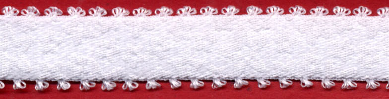 <font color="red">IN STOCK</font><br>7/16" Poly Picot Stars Satin Elastic-White