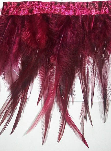 3.5" Feather Fringe-Red With Red Ribbon