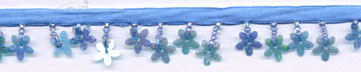 1+1/8" Sequin Flower And Bead Fringe-Light Blue With Light Blue Ribbon Header