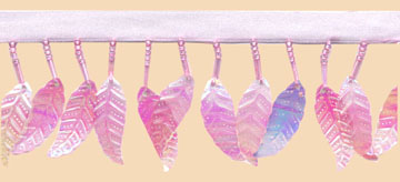 1+9/16" Sequin Leaves-Pink Iris With Pink Ribbon Header