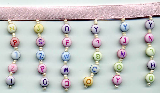 <font color="red">IN STOCK</font><br>2" Beaded Fringe Letters On Ribbon-Pastel Multi