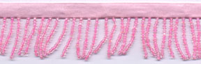 <font color="red">IN STOCK</font><br>1" Glass Beaded Fringe On Ribbon-Pink