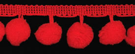 <font color="red">IN STOCK</font><br>1" Poly Ball Fringe-Red