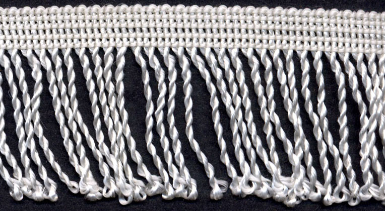 <font color="red">IN STOCK</font><br>2+1/2" Rayon Twisted Floss Bullion Fringe-White