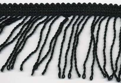 <font color="red">IN STOCK</font><br>2+1/2" Rayon Twisted Floss Bullion Fringe-Black