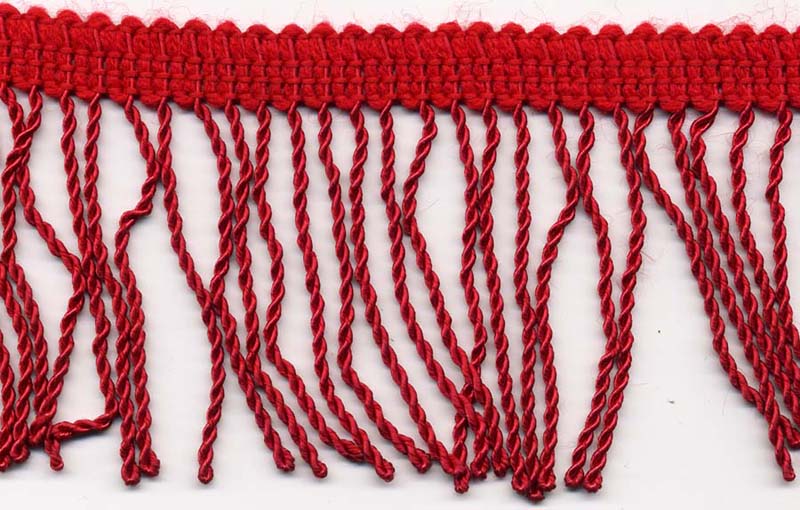 <font color="red">IN STOCK</font><br>3" Rayon Twisted Bullion Fringe-Red
