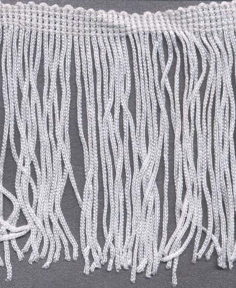 <font color="red">IN STOCK</font><br>4" Rayon Chainette Cut Fringe-White