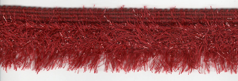 <font color="red">IN STOCK</font><br>1+5/8" Long (1/2" Header) Rayon Glitz Fringe-Cardinal/Clear
