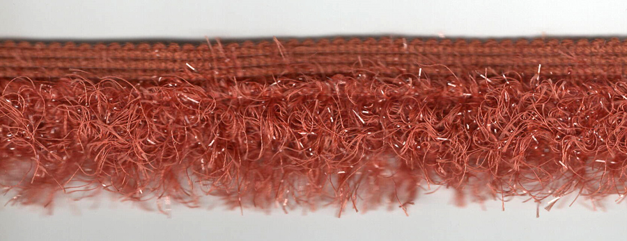 <font color="red">IN STOCK</font><br>1+5/8" Long (1/2" Header) Rayon Glitz Fringe-Rust/Clear