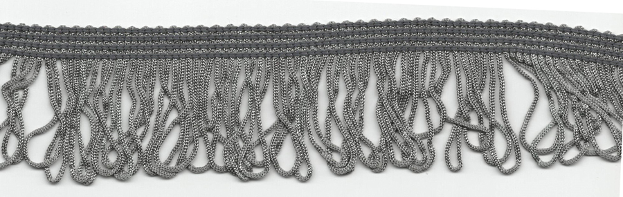 <font color="red">IN STOCK</font><br>1+1/2" Rayon Loop Fringe-Grey