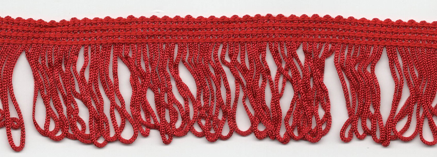 <font color="red">IN STOCK</font><br>1+1/2" Rayon Loop Fringe-Red