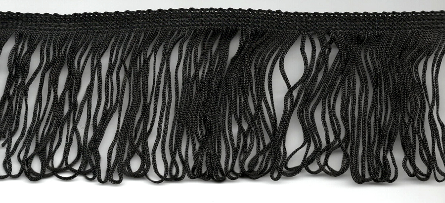 <font color="red">IN STOCK</font><br>2+1/2" Lightweight Rayon Loop Fringe-Black