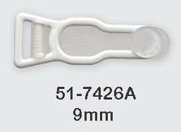 9mm Nylon Coated Garter With Clear Tongue-White