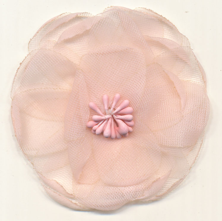 <font color="red">IN STOCK</font><br>2+1/2" Organza Flower with Seed Center-Light Pink/Pink