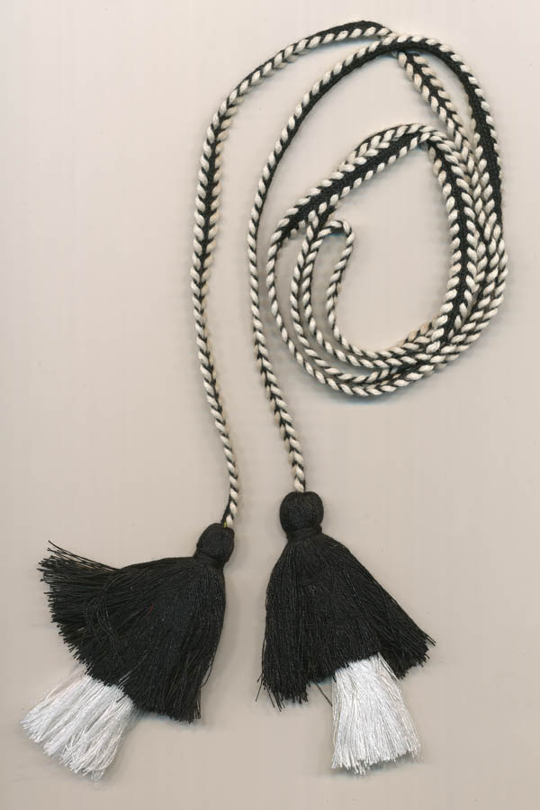 3" Cotton Double Tassels with Feather Cord-Black and White Combo