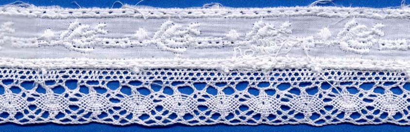 <font color="red">IN STOCK</font><br>1+9/16" Embroidered Cotton Cluny Lace Edge-Raw White